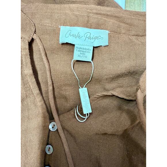 NWT Peasant Dress with Tiered Skirt Balloon Sleeves Brown Size XL - Picture 6 of 8